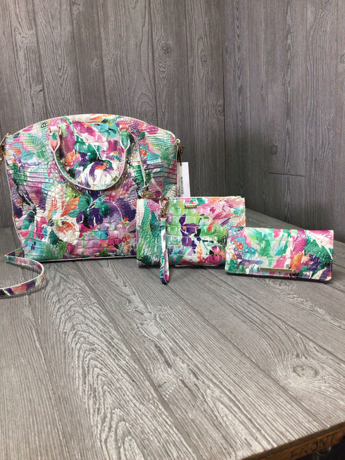 Brahmin 3 pc set Daylily Satchel Wristlet Wallet